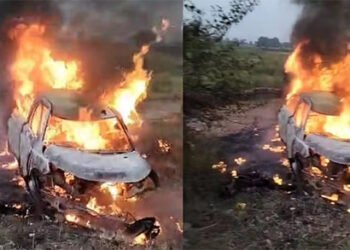 बुलंदशहर में बड़ा हादसा , पुलिया से टकराकर कार में लगी आग, पांच लोगों की  जिंदा जलकर मौत - Rajpath Mathura