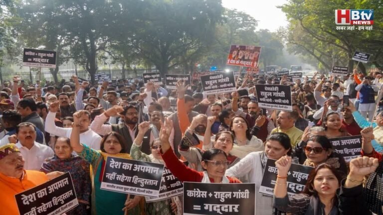 एआई समिट में यूथ कांग्रेस के विरोध के खिलाफ सड़क पर उतरी भाजपा, कांग्रेस मुख्यालय के सामने प्रदर्शन