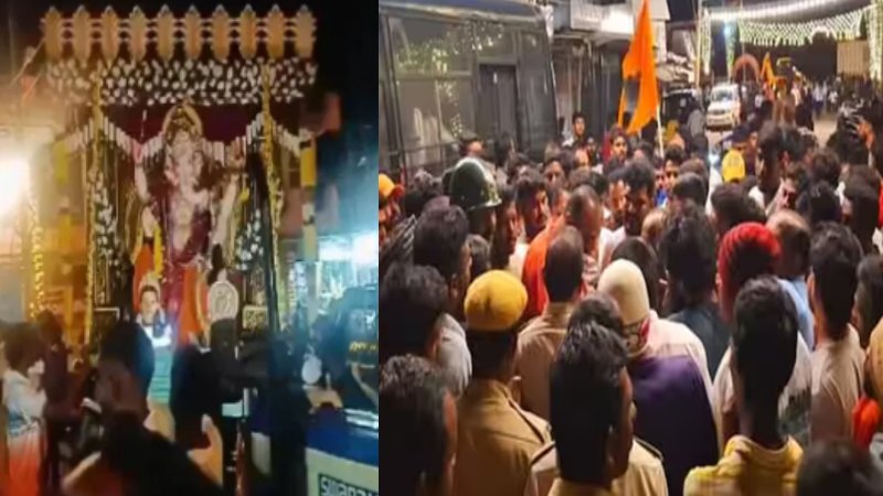 कर्नाटक के मांड्या में गणेश विसर्जन जुलूस के दौरान झड़प, मद्दुर में निषेधाज्ञा लागू 1 कर्नाटक के मांड्या में गणपति विसर्जन के दौरान हमला | Tension in karnataka's mandya after stones pelted at Ganesh idol Procession