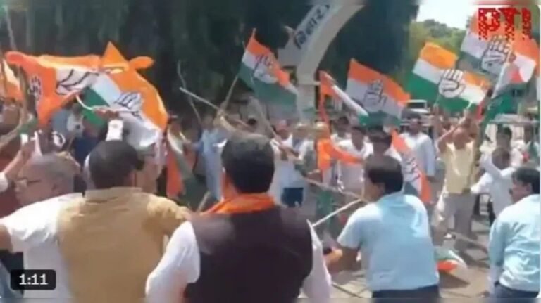 पीएम मोदी को अपशब्द कहने पर पटना में बवाल, कांग्रेस कार्यालय पर भाजपा का हंगामा, आपस में भिड़े कार्यकर्ता