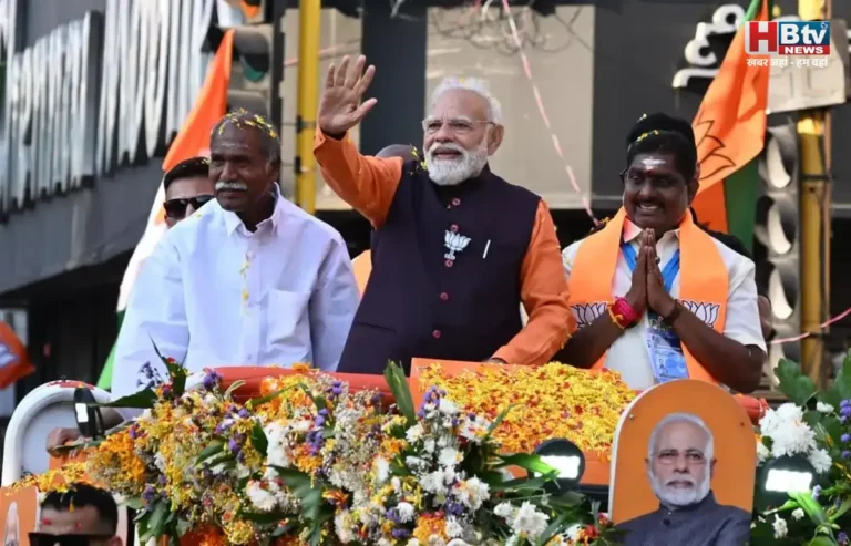 पुडुचेरी में पीएम मोदी ने रोड शो कर बनाया चुनावी माहौल, भारत माता की जय और जय श्रीराम के लगे नारे