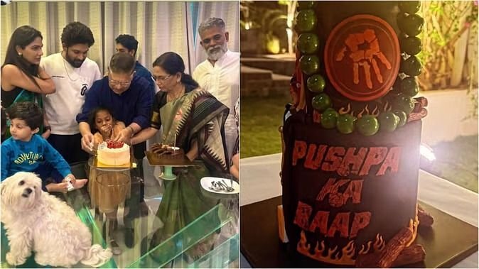 अल्लू अर्जुन ने मनाया पिता का बर्थडे, केक पर लिखवाया-पुष्पा का बाप, सोशल मीडिया पर वायरल हो रहा फोटो