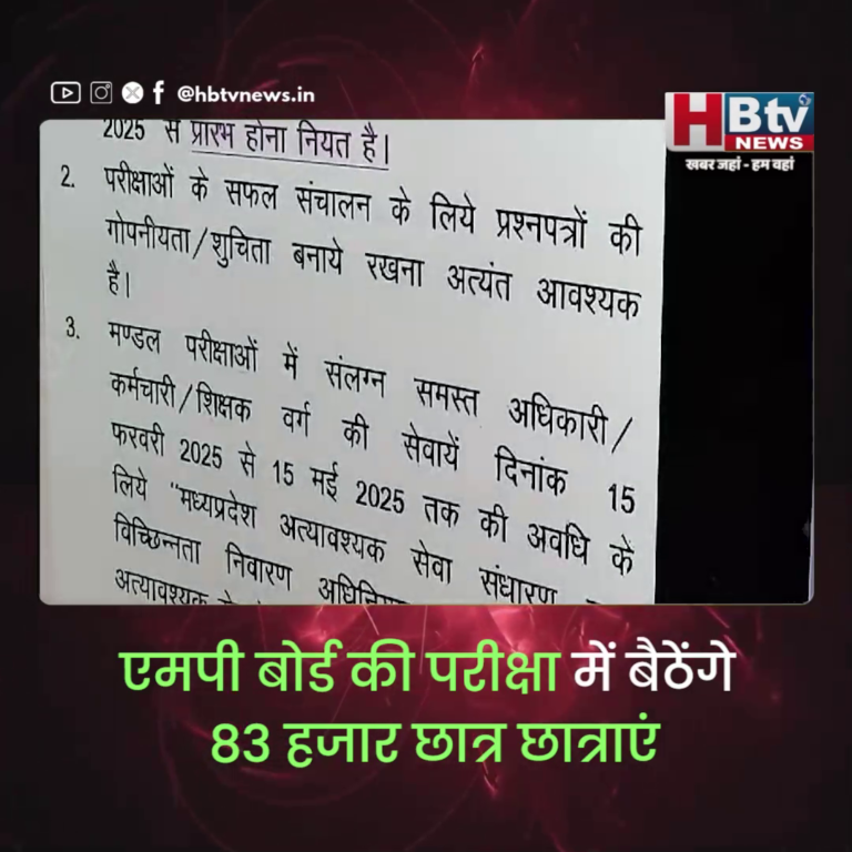 इंदौर...MP बोर्ड एग्जाम में बैठेंगे 83 हजार छात्र छात्राएं.. पेपर मूवमेंट की होगी GPS ट्रैकिंग..