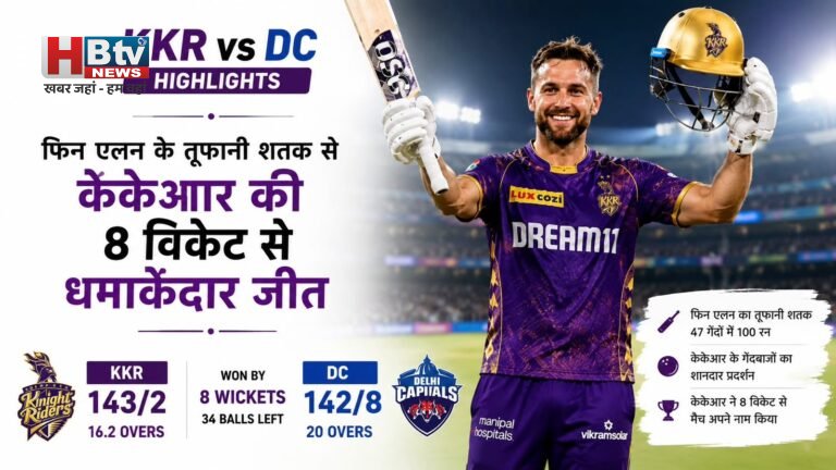 Kolkata Knight Riders ने Delhi Capitals को 8 विकेट से हराया, एलन का विस्फोटक शतक