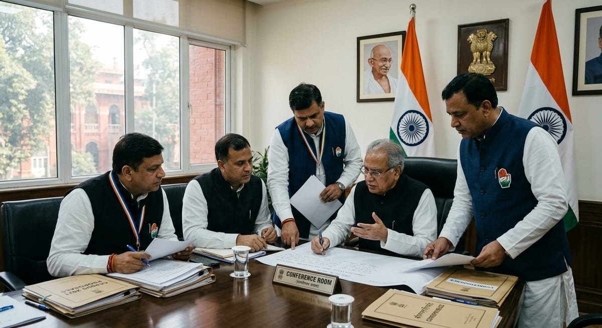 कांग्रेस नेताओं का जनगणना पर चर्चा करते हुए चित्र