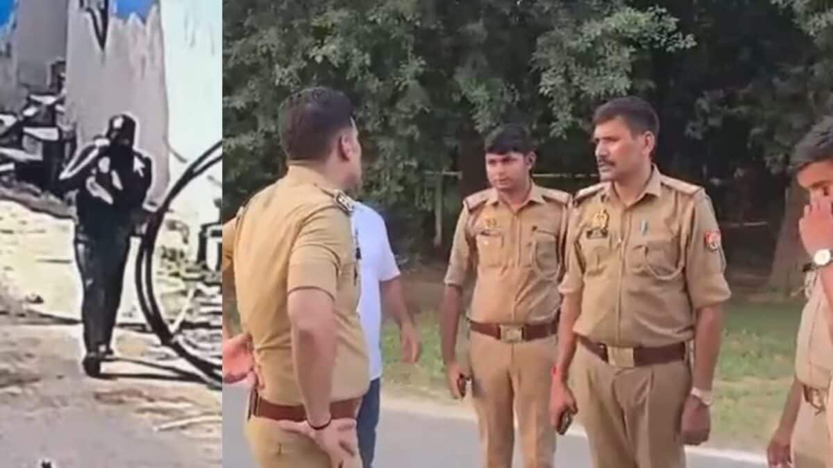 ग्रेटर नोएडा पुलिस मुठभेड़ स्थल पर मौजूद पुलिस बल