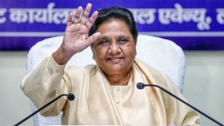 मायावती ब्रिक्स दिल्ली घोषणा पत्र पर प्रेस वार्ता करते हुए