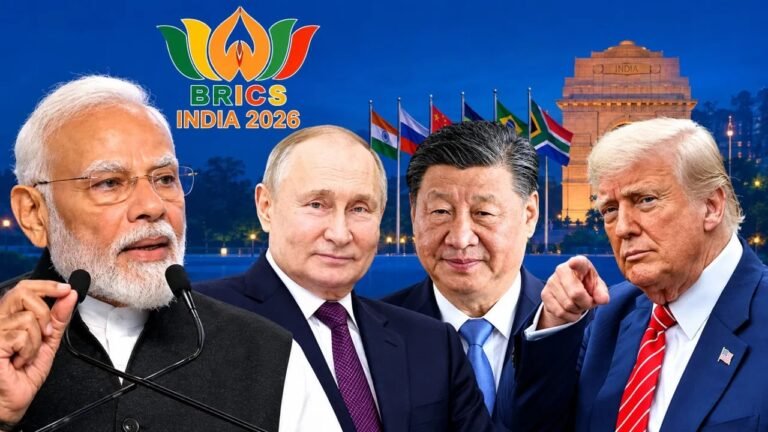 ब्रिक्स समिट में भारत का वैश्विक नेतृत्व करते पुतिन और जिनपिंग के साथ पीएम मोदी