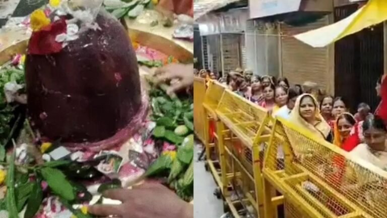 हरतालिका तीज पर सौभाग्येश्वर महादेव मंदिर में भक्त पूजा करते हुए