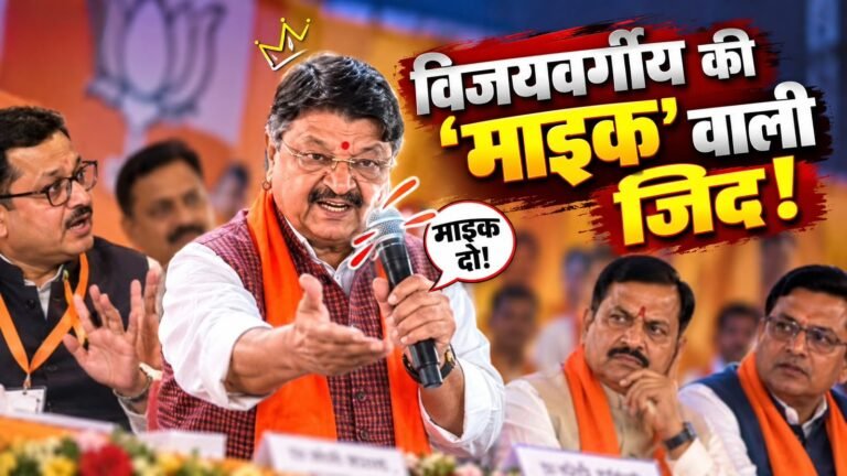कैलाश विजयवर्गीय मंच पर भाषण देते हुए