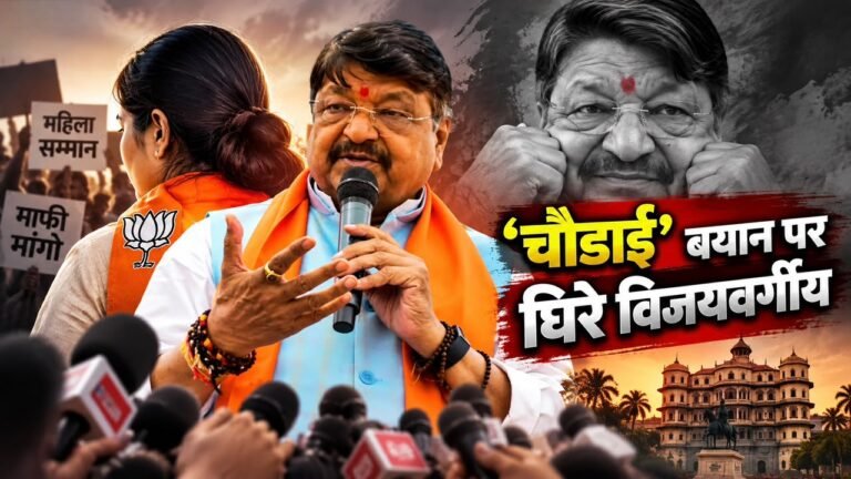 कैलाश विजयवर्गीय का विवादित बयान देते हुए फोटो
