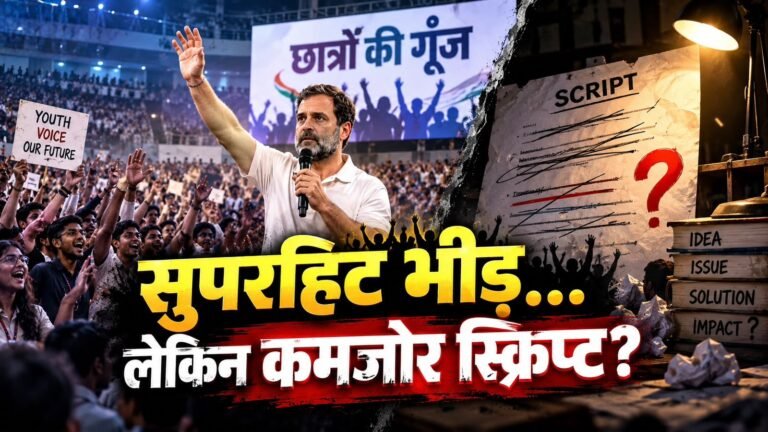 राहुल गांधी छात्रों के साथ संवाद करते हुए कार्यक्रम में