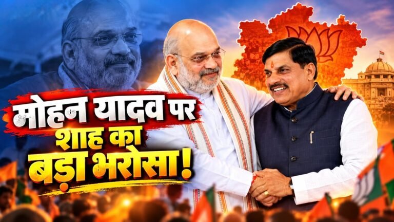 अमित शाह और मोहन यादव की टीम की बैठक का दृश्य