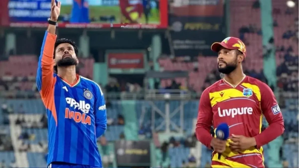 इंदौर के होलकर स्टेडियम में भारत और वेस्टइंडीज के बीच टी20 मैच का दृश्य