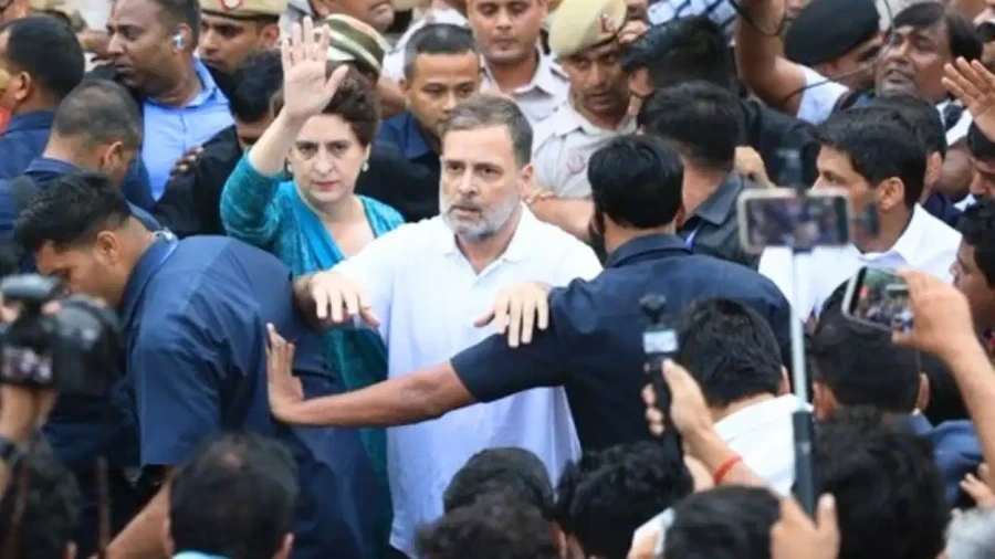 राहुल गांधी नेतृत्व में चलो दिल्ली मार्च के दौरान विरोध प्रदर्शन