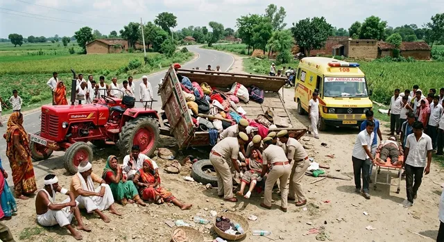 सतना में देवी विसर्जन दुर्घटना में ट्रैक्टर-ट्रॉली बिजली लाइन की चपेट में आने से घायल बच्चे